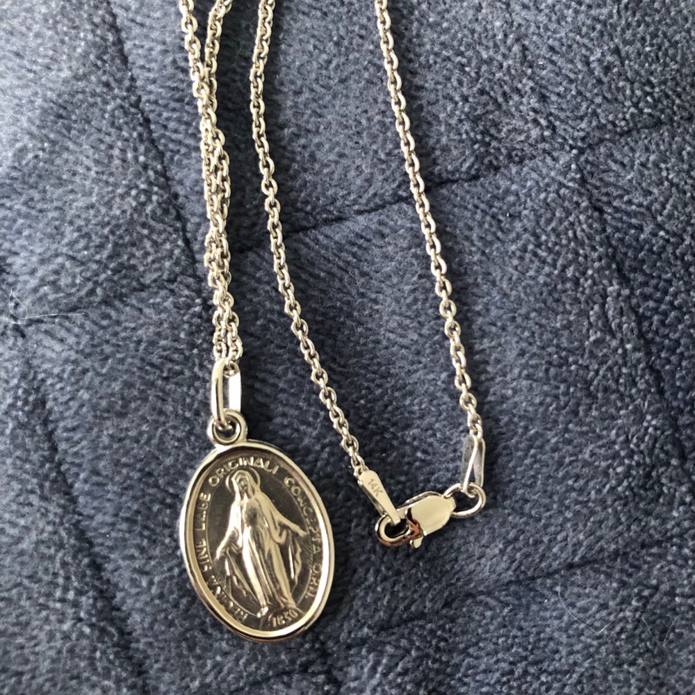 SOLID 14k white gold necklace.18”